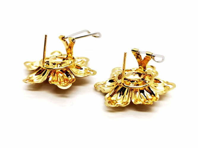 Boucles d'oreilles Boucles d'oreilles Fleur Or jaune Diamant 58 Facettes 1186469CN