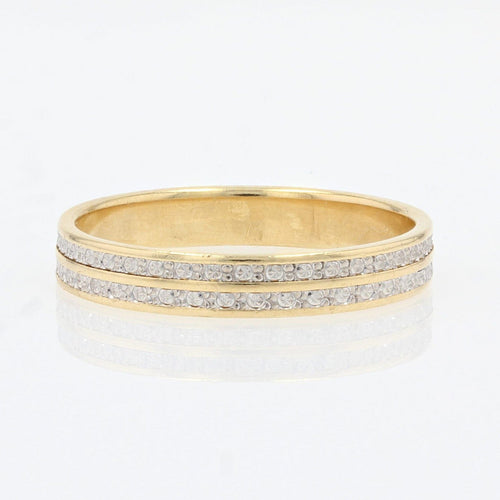 Bague 56 Alliance or occasion double rang ciselé 58 Facettes 21-189B