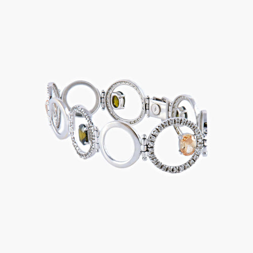 Bracelet Or Blanc BRACELET «YUMA» OR, MORGANITES & MOLDAVITES 58 Facettes BO/220080