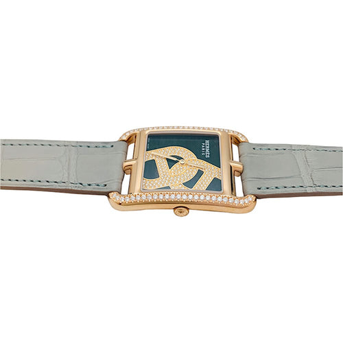 Montre Montre Hermès, "Cape Cod Chaîne d'Ancre Joaillier", or rose, cuir. 58 Facettes 31676