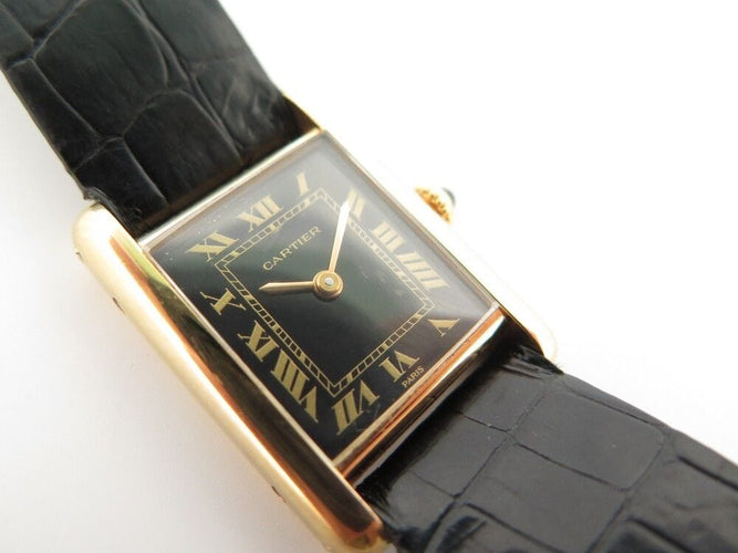 Montre vintage montre CARTIER tank pm 27 mm mecanique en or jaune 18k 58 Facettes 253144