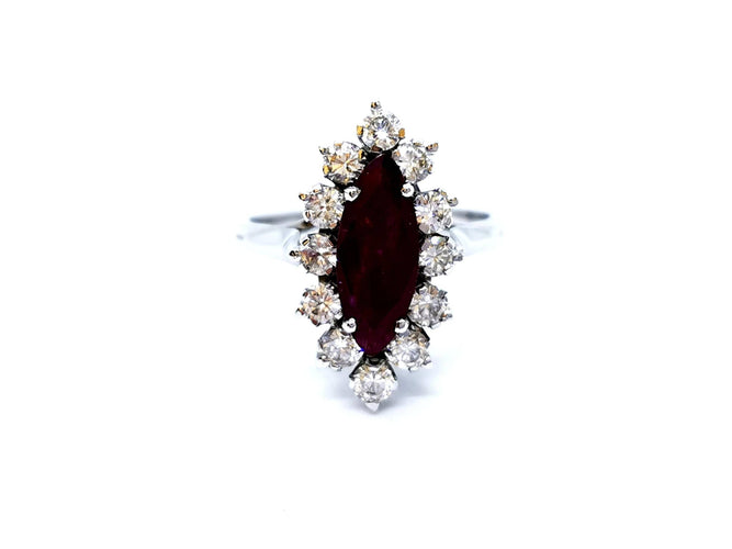Bague 54 Bague Or blanc Rubis 58 Facettes 726701CN