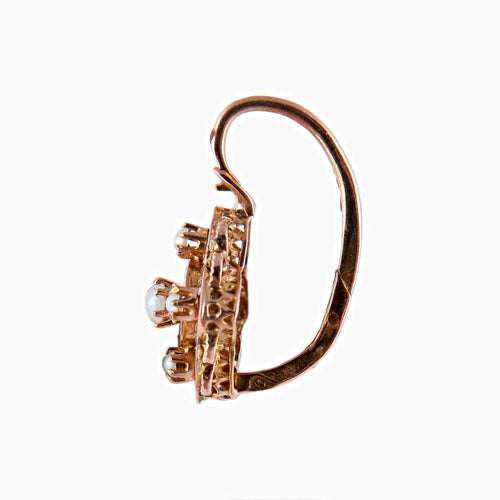 Boucles d'oreilles Boucles d’oreilles anciennes perles fines 58 Facettes