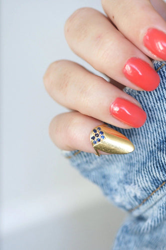 Bague Bague d'ongle vintage or et saphirs 58 Facettes