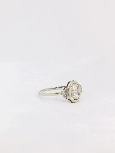 Bague 58 Bague Art-Déco Or blanc Platine Diamants 58 Facettes J169