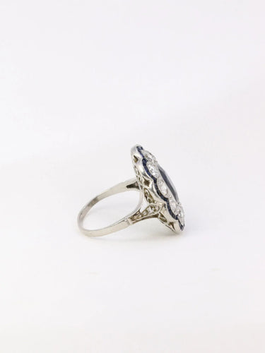 Bague Bague Belle Epoque platine saphir diamants 58 Facettes J26