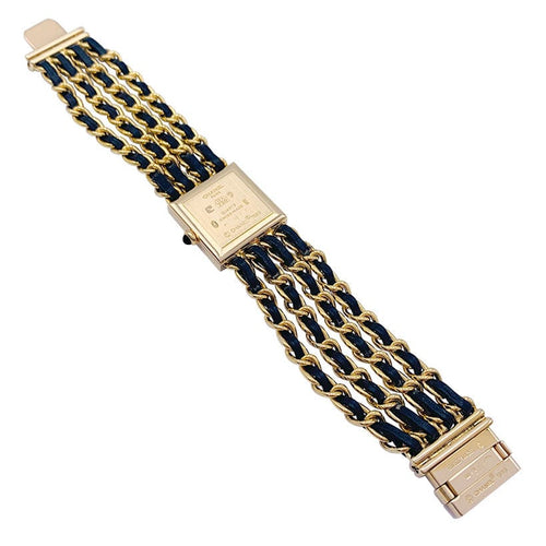 Montre Montre Chanel, "Mademoiselle", or jaune, cuir. 58 Facettes 32185