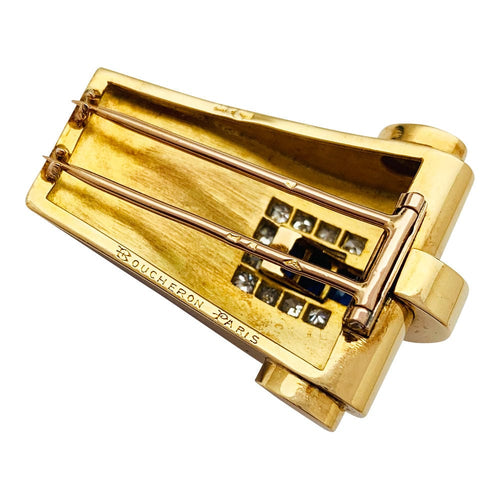 Clip Clip Boucheron en or platine, diamants et saphirs. 58 Facettes 30762