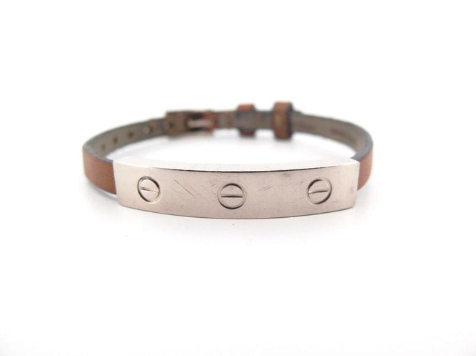 Bracelet bracelet CARTIER love cuir et barrette or blanc 18k 15-19.5 58 Facettes 252399