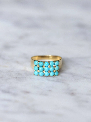 Bague chevalière vintage turquoises 58 Facettes
