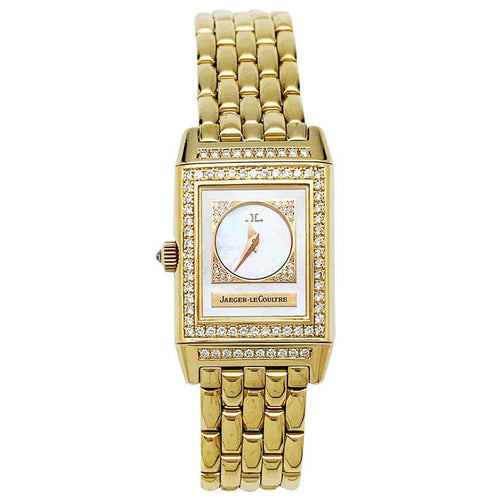 Montre Montre Jaeger Lecoultre "Reverso Duetto" en or jaune, nacre et diamants. 58 Facettes 30786