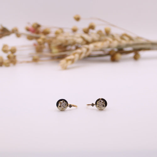 Boucles d'oreilles Boucles d’oreilles dormeuses 2 ors motif cercle 58 Facettes