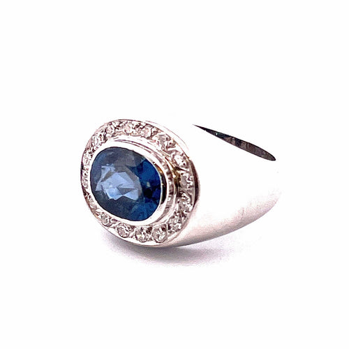 Bague Chevalière  femme Or Saphir Diamants 58 Facettes