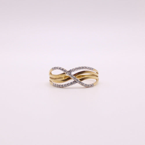 Bague Bague vintage motif croisé en or jaune 18 carats et Diamants 58 Facettes