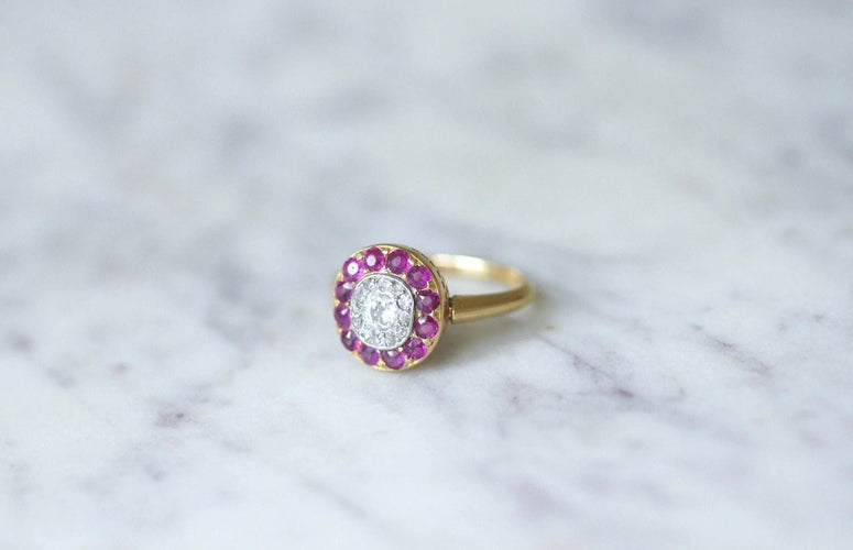 Bague Bague cible diamants et rubis 58 Facettes