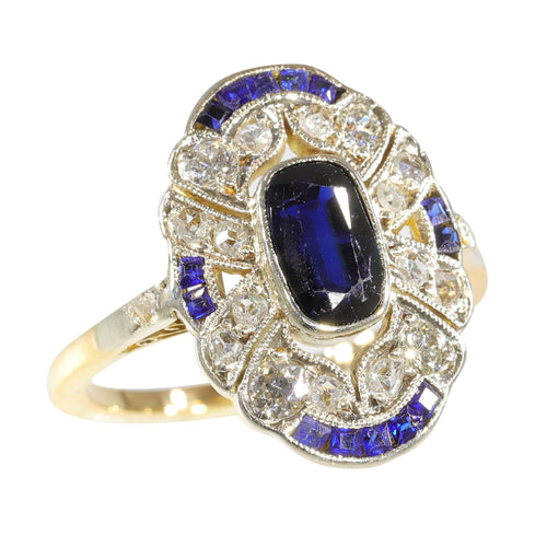 Bague 55 Bague de fiançailles Art Déco diamants Saphirs 58 Facettes 23263-0556