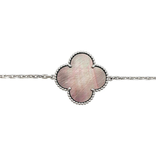 Collier Sautoir Van Cleef & Arpels, "Magic Alhambra", en or blanc, calcédoine et nacre. 58 Facettes 31454