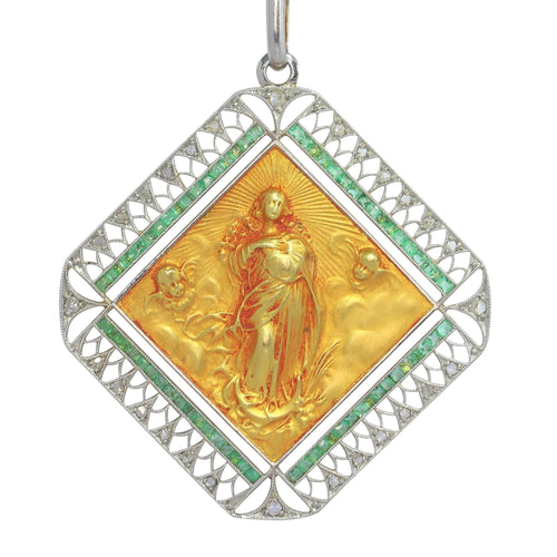 Pendentif Pendentif Art déco diamants et émeraudes 58 Facettes 23191-0430