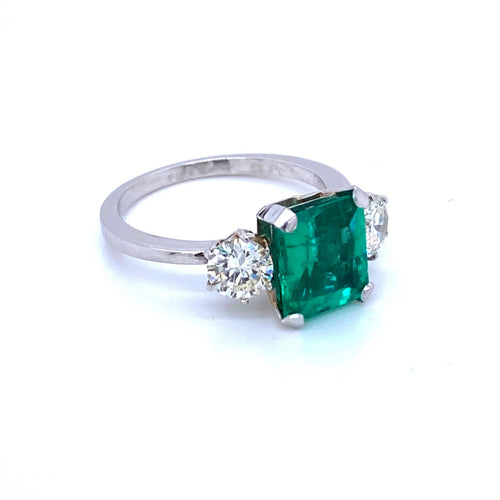 Bague Bague Platine Diamant Emeraude Colombienne 58 Facettes