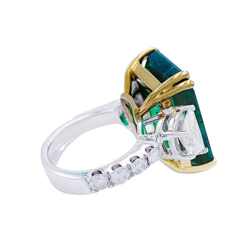 Bague 52 Bague Emeraude Diamants demi-lune 58 Facettes 32222