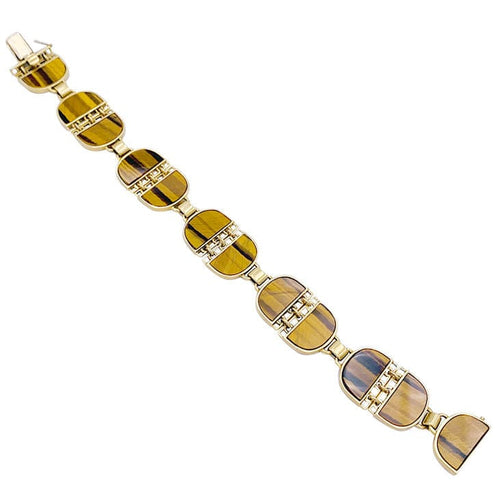 Bracelet Bracelet vintage, or jaune, oeil de tigre. 58 Facettes 32318