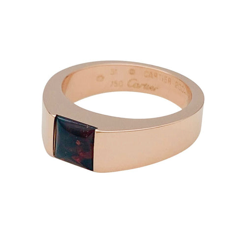 Bague 51 Bague Cartier, "Tank", or rose, grenat. 58 Facettes 31056