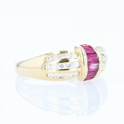 Bague 57 Bague jonc diamants rubis calibrés 58 Facettes 21-832