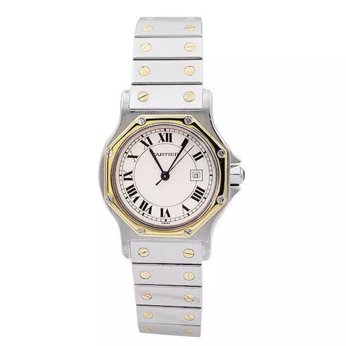 Montre Montre Cartier, "Santos Octogonale", acier et or. 58 Facettes 33048