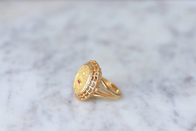 Bague Bague d'amour Vintage A.AUGIS or et diamants 58 Facettes