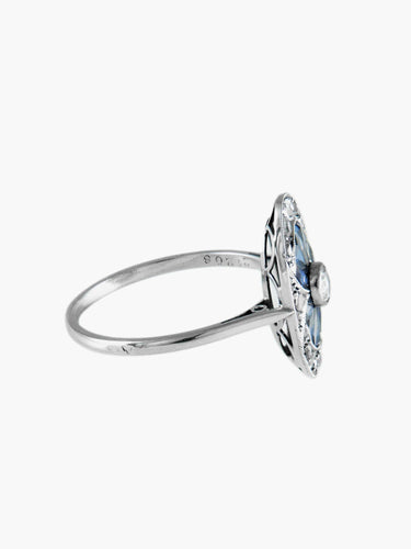 Bague Bague Art Déco Or Platine Saphirs Diamants 58 Facettes