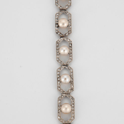 Bracelet Bracelet Art Déco Diamants Perles 58 Facettes