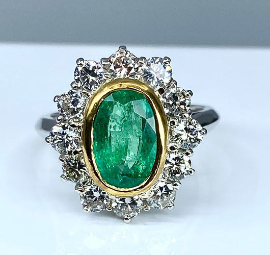Bague 51 Bague marguerite Emeraude Diamants 58 Facettes AB203
