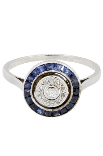 Bague BAGUE ART-DÉCO SAPHIRS ET DIAMANTS 58 Facettes 044631