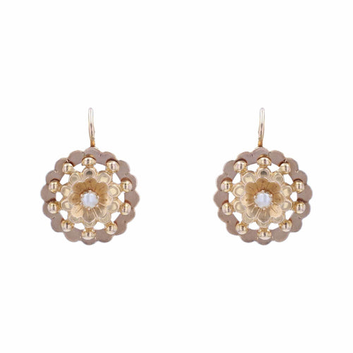 Boucles d'oreilles Dormeuses or rose perles anciennes 58 Facettes 21-013B