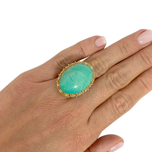Bague 52 Bague Buccellati, trois ors, diamants, turquoise. 58 Facettes 31137