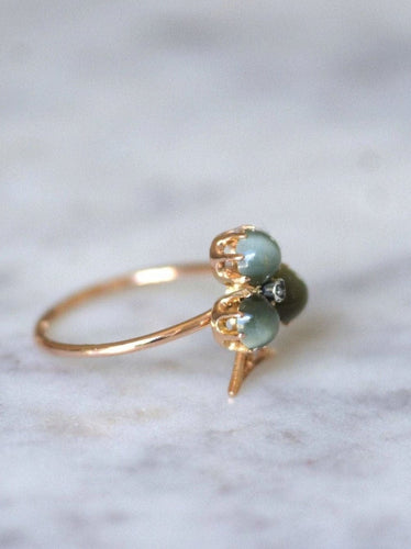 Bague trèfle chrysobéryl oeil de chat et diamants 58 Facettes