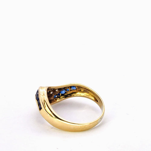 Bague Bague en or jaune diamants et saphirs 58 Facettes 5629