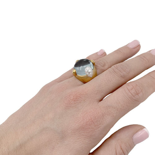 Bague 53 Bague Pomellato, Griffe, or jaune, diamants, aigue-marine. 58 Facettes 32471