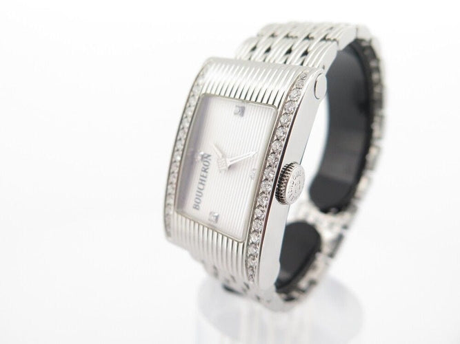 Montre montre BOUCHERON reflet diamant en acier palladie 34mm quartz 58 Facettes 255494