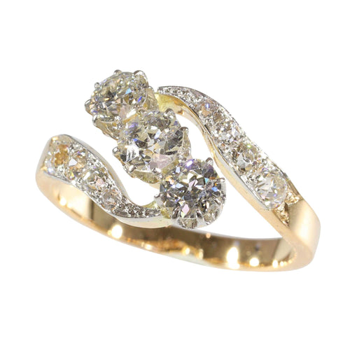 Bague 56 L'amour à travers le temps : bague en or et diamants Belle Époque des années 1920 58 Facettes 24029-0362