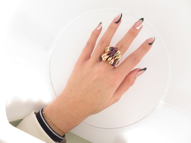 Bague 57 bague DE GRISOGONO or rose 18k a pampilles 57 amethyste 58 Facettes 247054