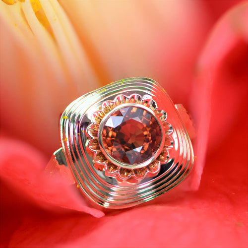 Bague 53 Bague grenat spessartite et or rétro 58 Facettes 23-007