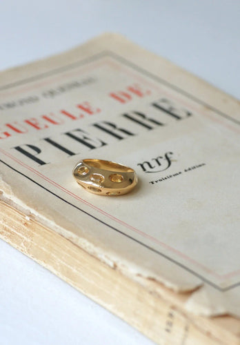 Bague 53.5 Bague jonc pyramidale or et citrines 58 Facettes