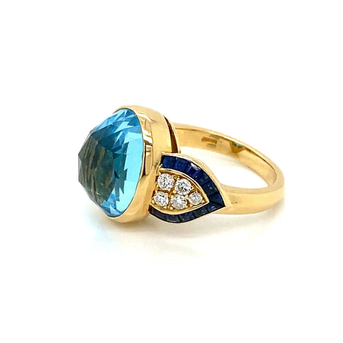Bague 52 Bague cocktail Diamant Saphir Topaze 58 Facettes