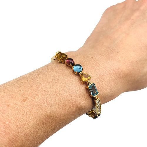 Bracelet Bracelet Bulgari, "Allegra", or jaune, diamants, pierres de couleurs. 58 Facettes 31100