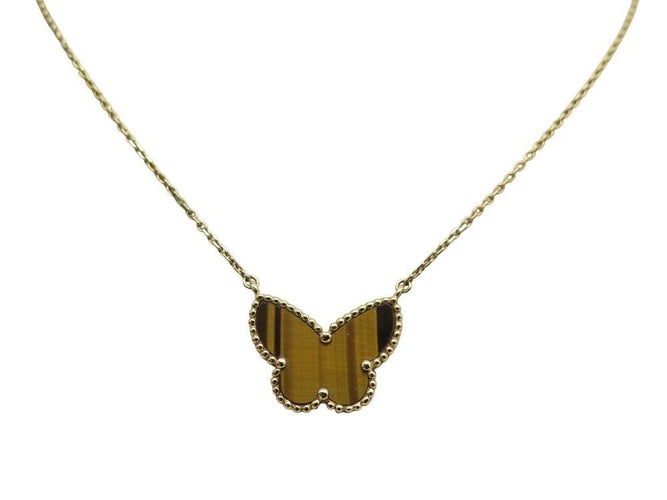 Collier collier van cleef &  arpels lucky alhambra or jaune oeil de tigre 58 Facettes 251004