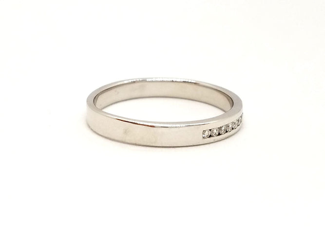 Bague 63 Bague Demie alliance Or blanc Diamant 58 Facettes 813006CN