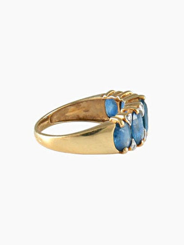 Bague deux ors Diamants Saphirs ovales 58 Facettes