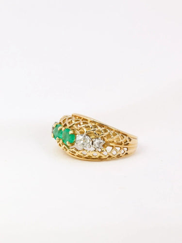 Bague Bague jarretière vintage émeraudes et diamants 58 Facettes J33