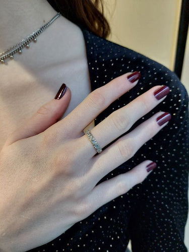 Bague 53 ALLIANCE MODERNE 14 DIAMANTS 58 Facettes 077811